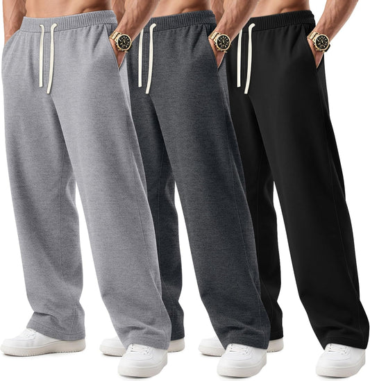 Big and Tall Men's Sweatpants 3 Pack with Pockets and Comfort