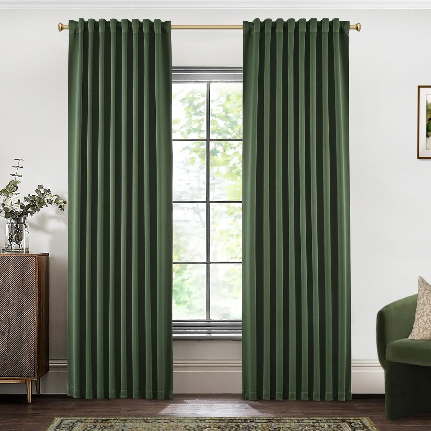 Rustic Boho Olive Green Blackout Curtains for Modern Living