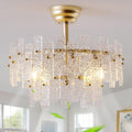 20ft Gold Fandelier Ceiling Fan with Light - Mid-Century Crystal Style