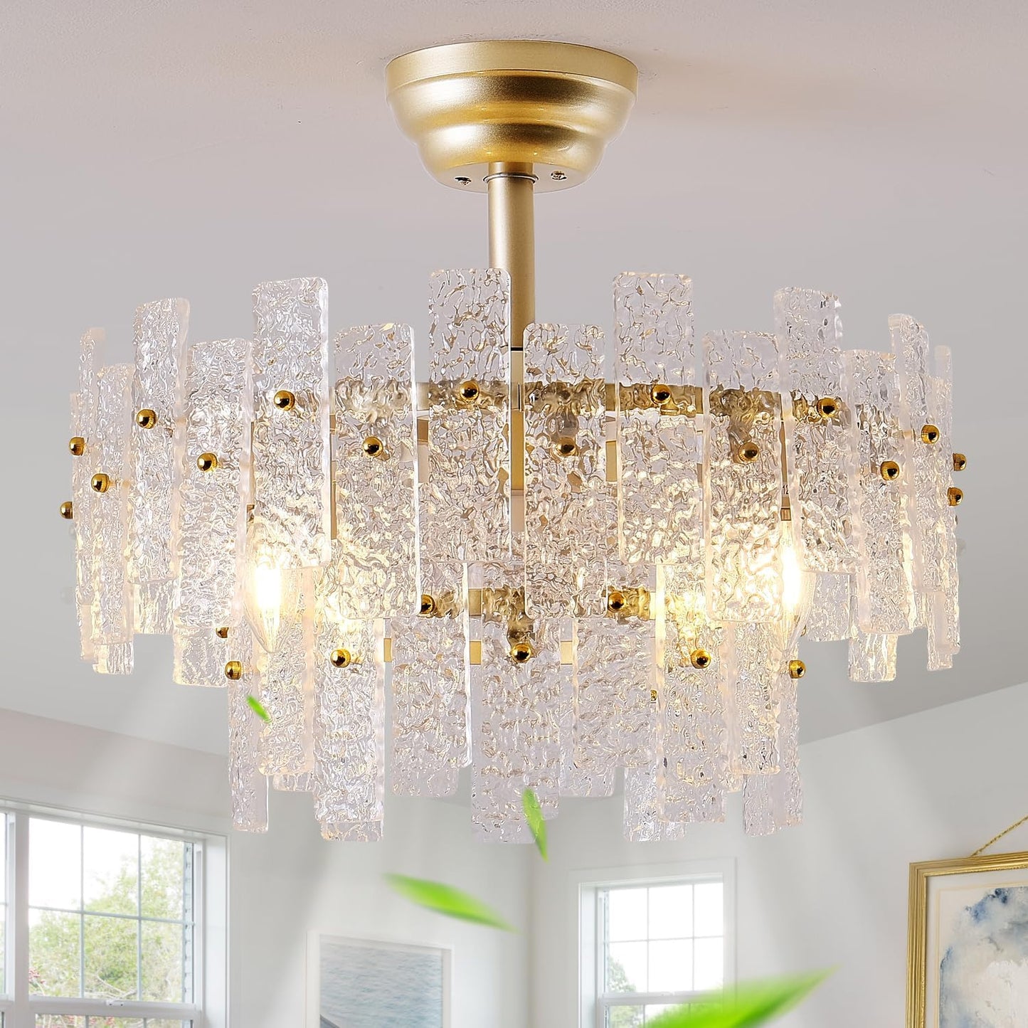 20 Gold Fandelier Ceiling Fan with Light for Modern Spaces