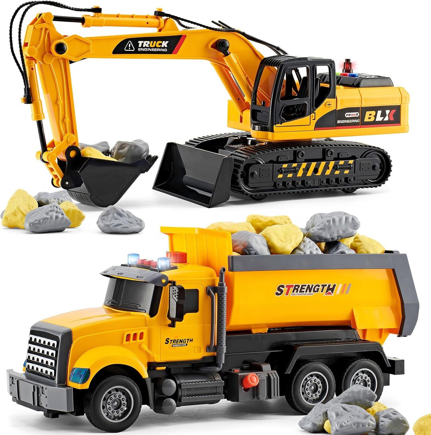 LerBao 2 Pack Large Construction Engineering Truck Toys