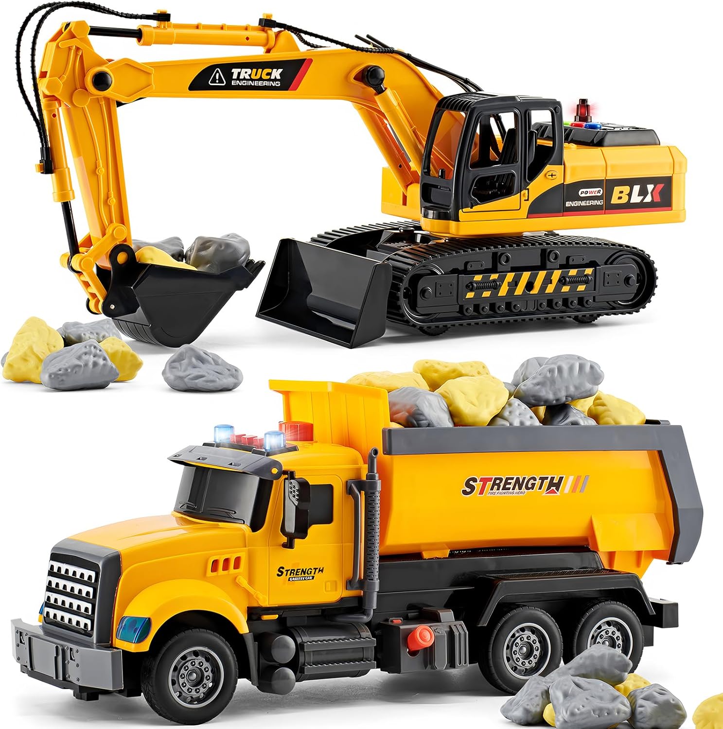 LerBao 2 Pack Large Construction Engineering Truck Toys