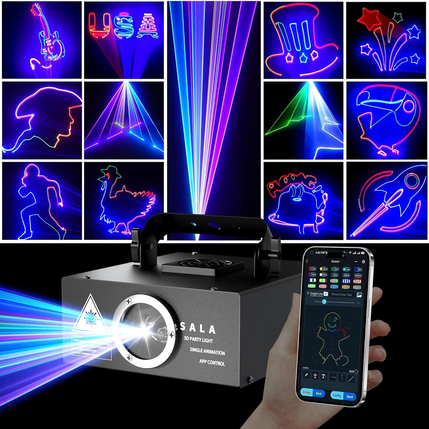 Ultimate App-Controlled 3D Laser Light for Party - Customizable Effects