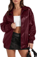 SAMPEEL Faux Leather Jacket Women Oversized Motorcycle Bomber