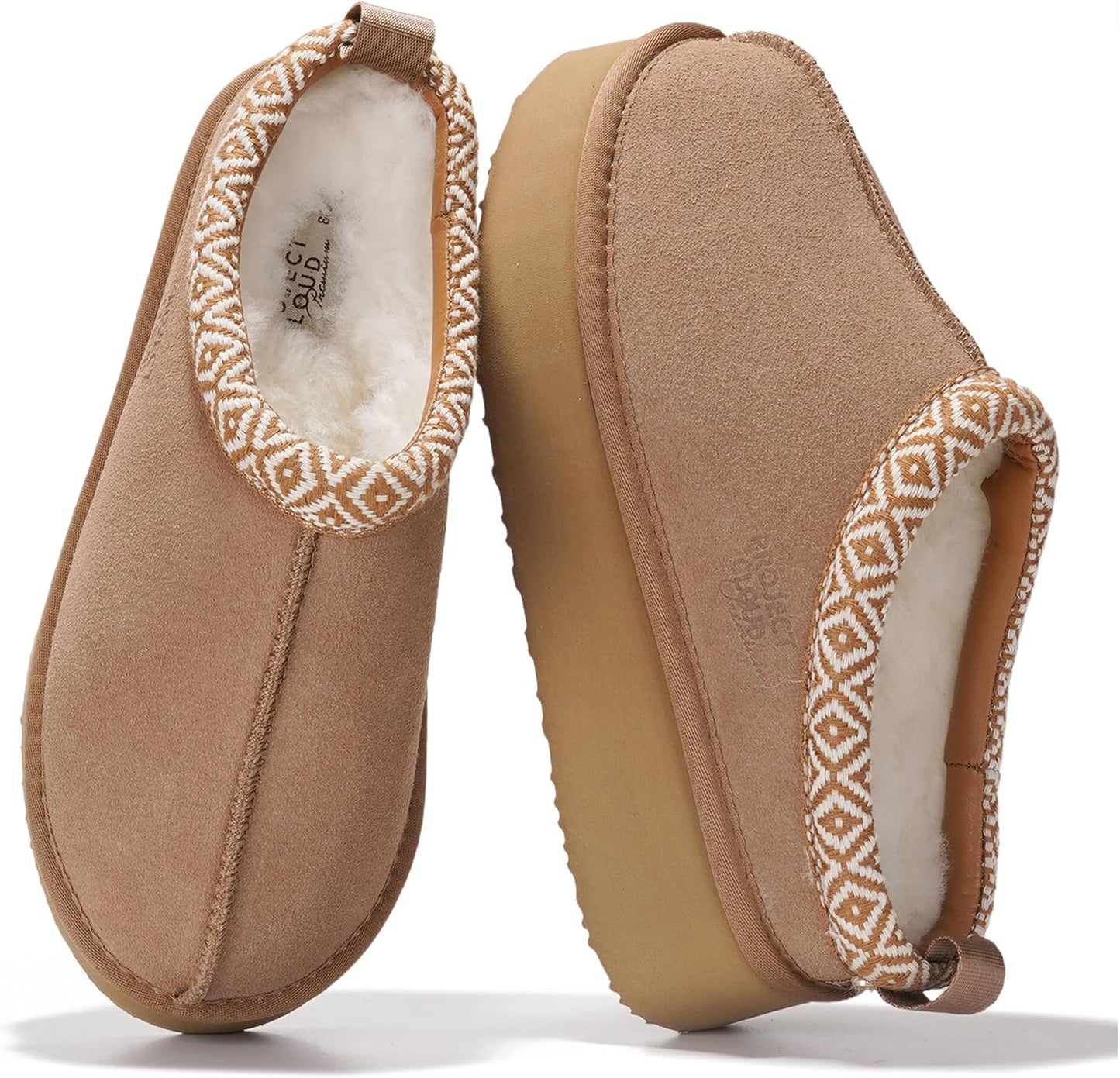 Project Cloud Genuine Leather Platform Slippers for Women