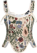 Scarlet Darkness Bustier Tops for Women Renaissance Floral Lace Up are
