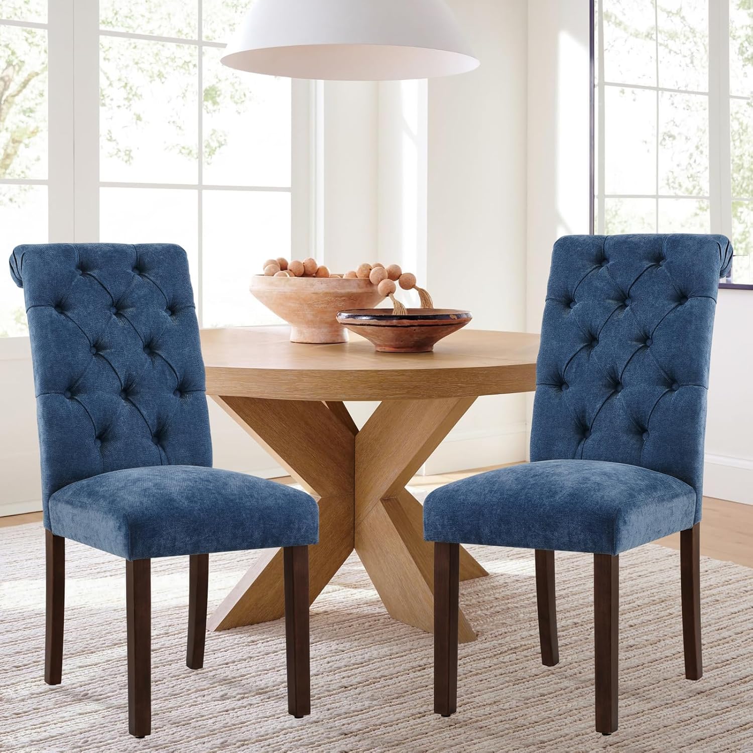 COLAMY Button Tufted Dining Chairs Set of 2 for Modern Homes
