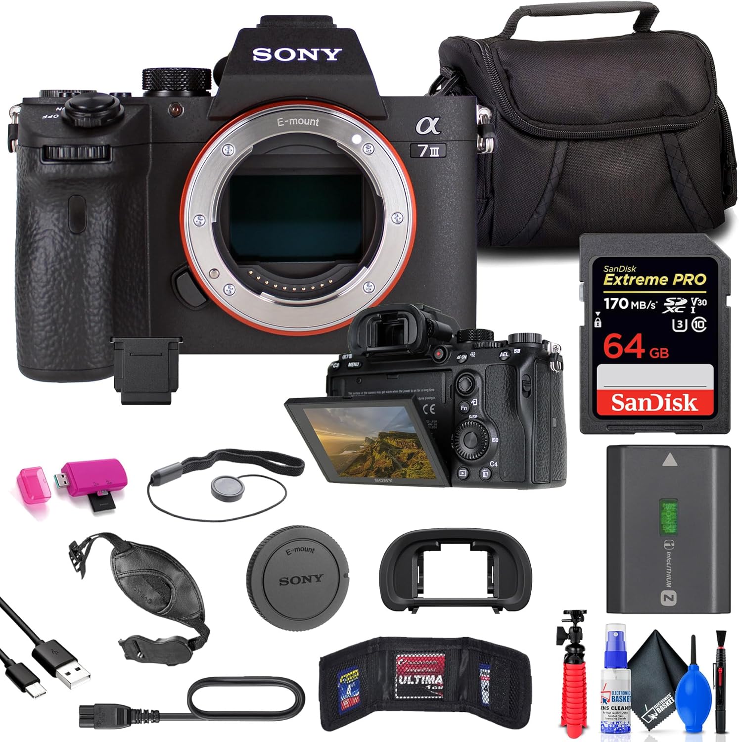 Sony a7 III Mirrorless Camera Bundle with 64GB Card and Accessories