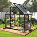 6 x 4 FT Polycarbonate Greenhouse - Sturdy Walk-in Outdoor Shelter