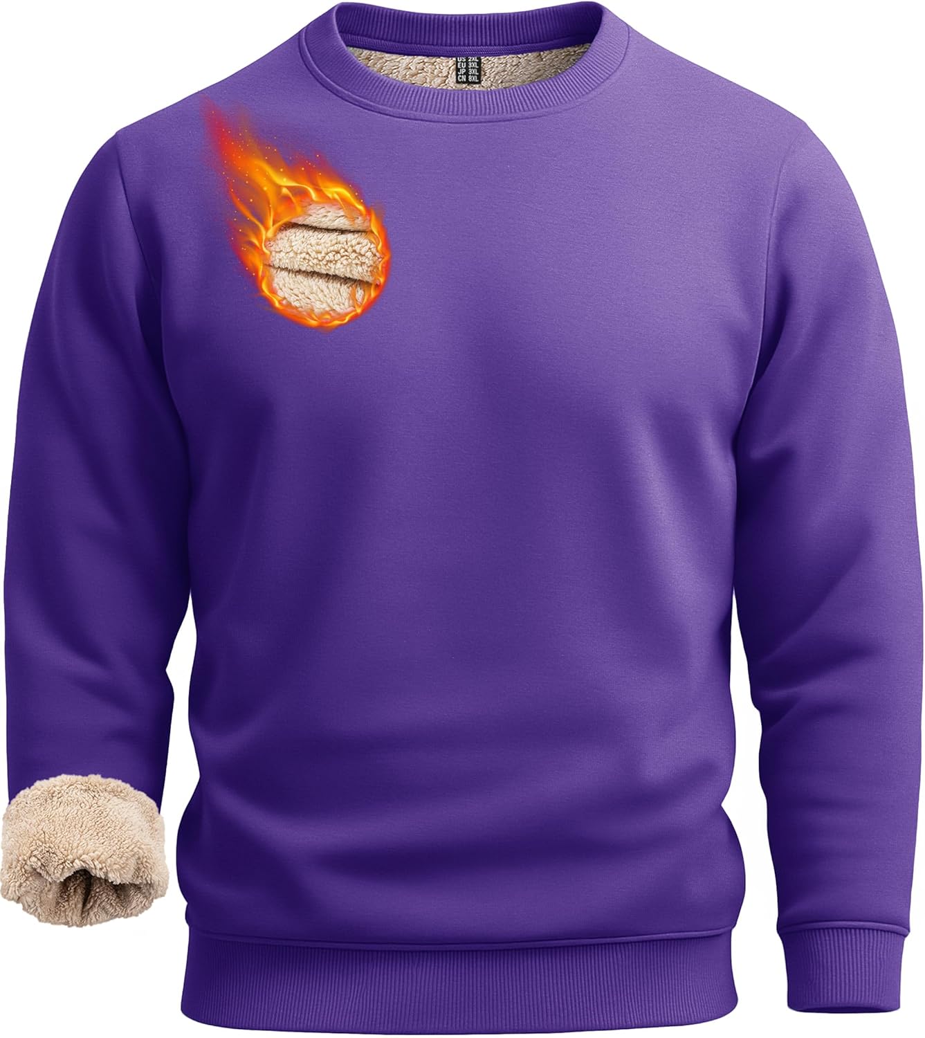 Boladeci Men's Sherpa Lined Crewneck Sweatshirt for Winter Wear