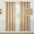 Natural Tan Linen Curtains 80 in Long 2 Panels Set - Light Filtering