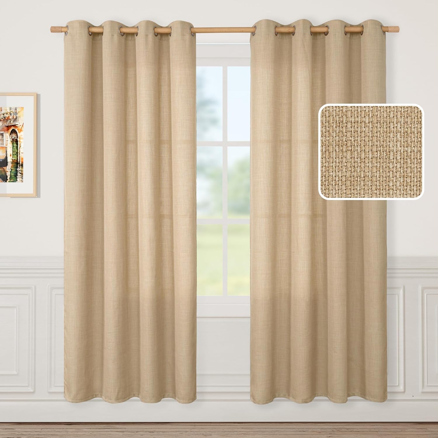 Natural Tan Linen Curtains for Light Filtering and Privacy