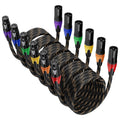 BEZOKABLE 6ft XLR Microphone Cable 6 Pack - Color Coded, Braided