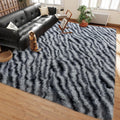 Ultra Soft Shag Living Room Rug 5x7 Zebra Black White Design