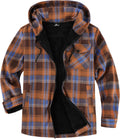Men's Sherpa Lined Flannel Jacket with Hood - Warm Plaid Zip Up