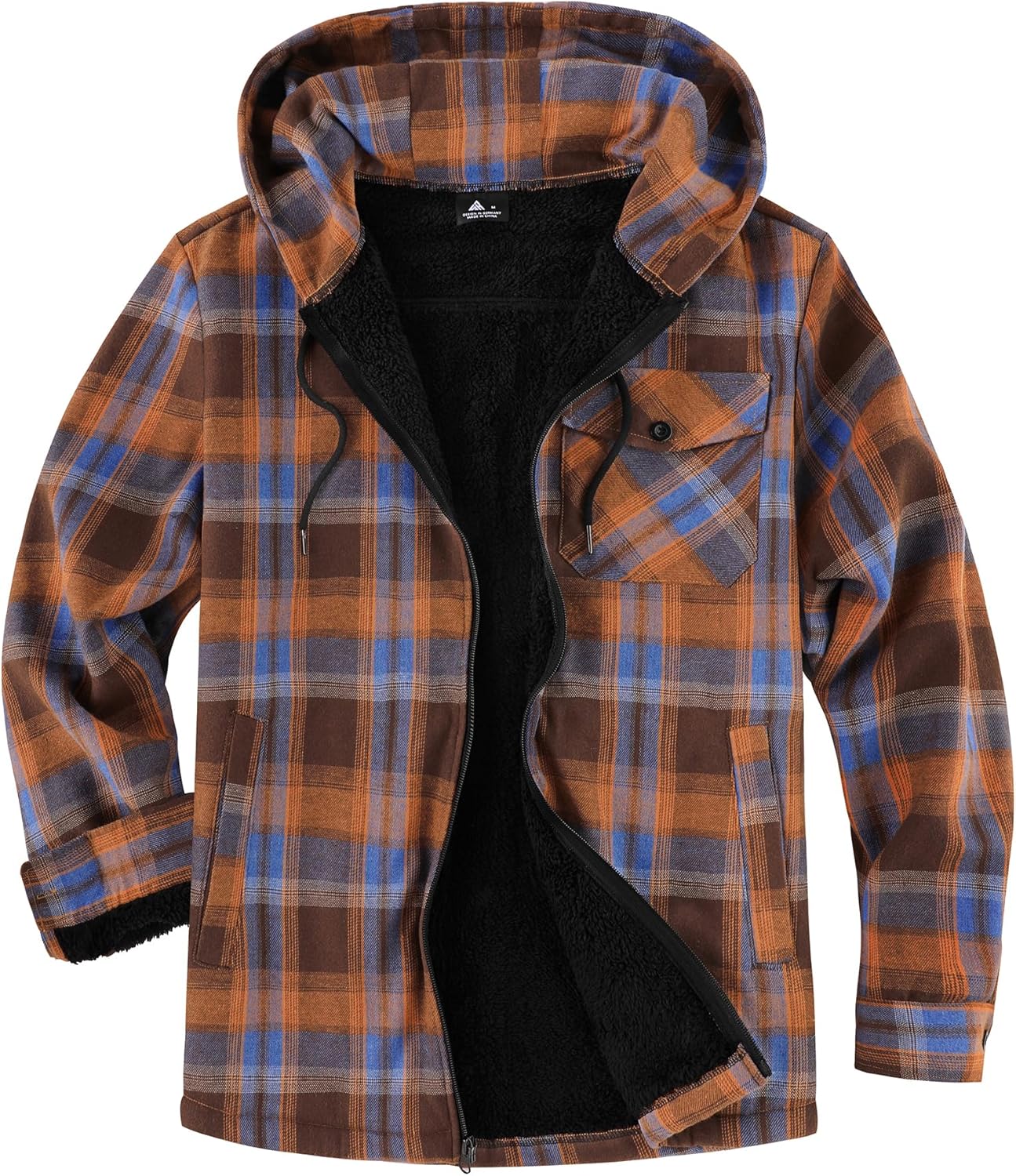 V VALANCH Men's Sherpa Lined Flannel Jacket for Winter Warmth