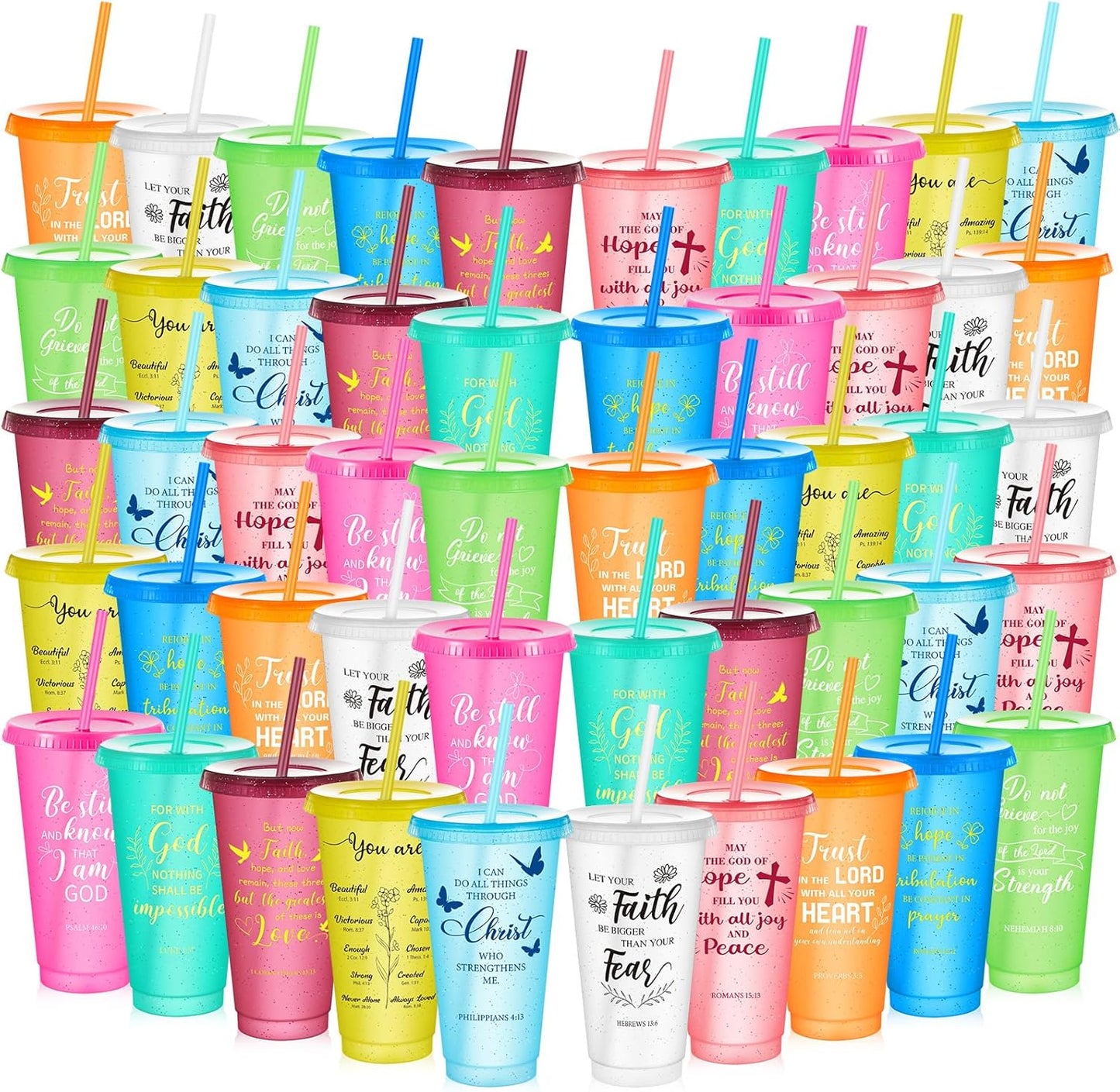 50 Pcs Christian Gifts Cups Bulk for Women with Bible Verses