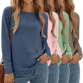 Women Long Sleeve Tops 4 Pack - Casual Crew Neck Basic Tees