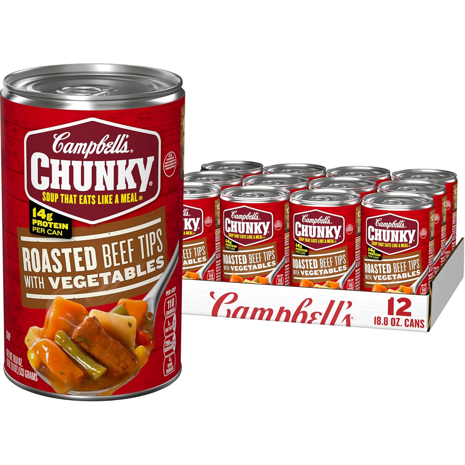 Campbells Chunky Soup Roast Beef Tips With Vegetables, 12 Cans