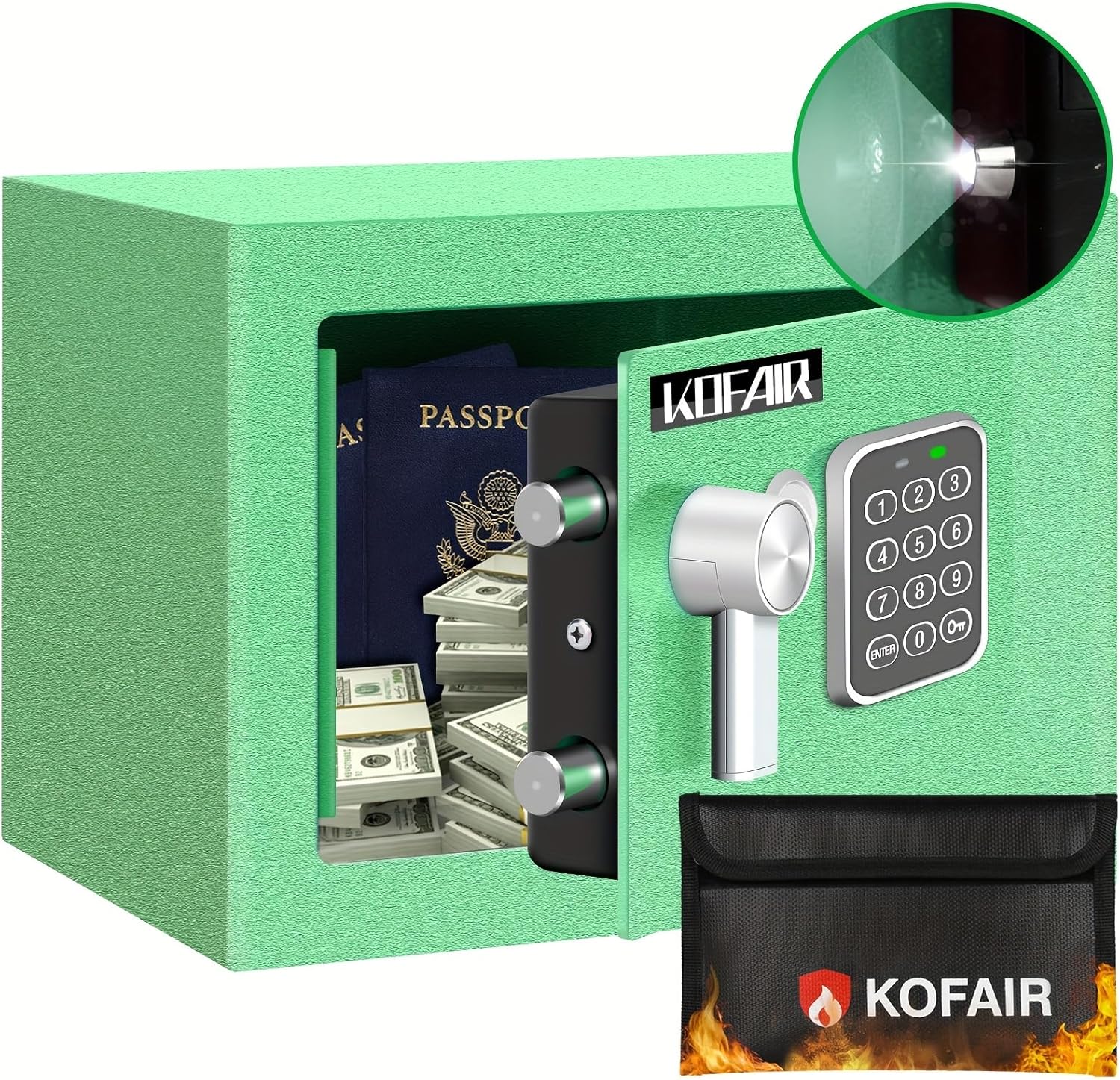 Safe Box for Home with Fireproof Bag and Digital Keypad