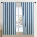 DUALIFE Full Blackout Curtains 63 in Long Dusty Stone Blue - Light