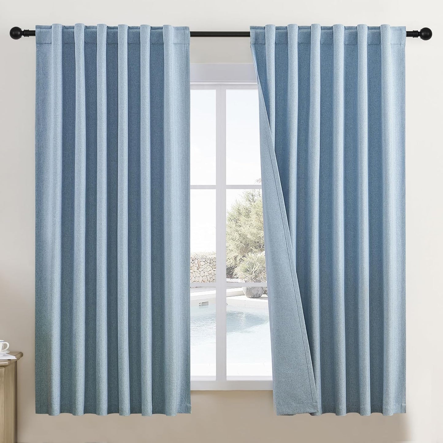 DUALIFE Full Blackout Curtains for Nursery Bedroom 63 Inch Long