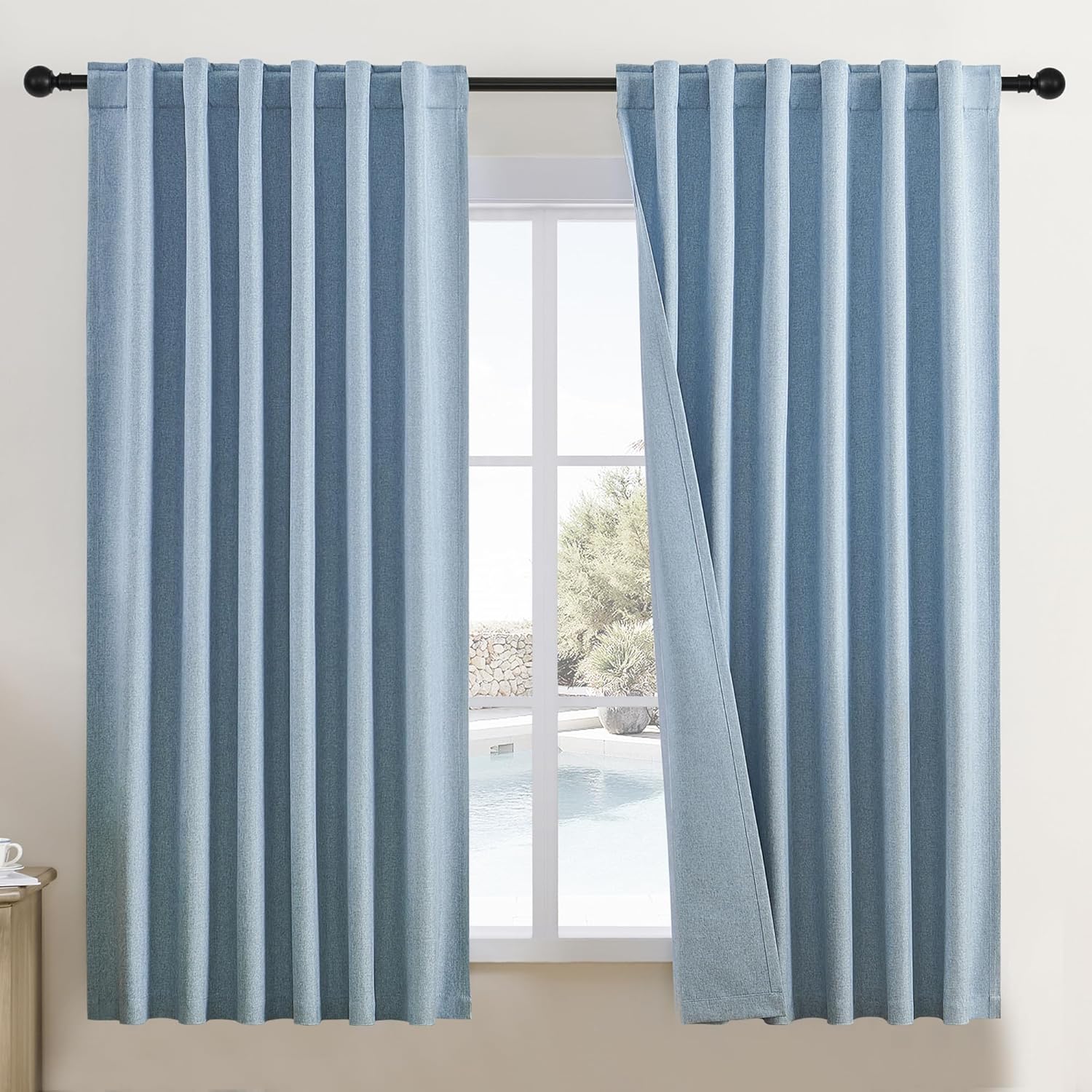 DUALIFE Full Blackout Curtains for Nursery Bedroom 63 Inch Long
