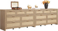 SICOTAS 7 Drawer Dresser Set - Long Rattan Storage Chest (Reclaimed