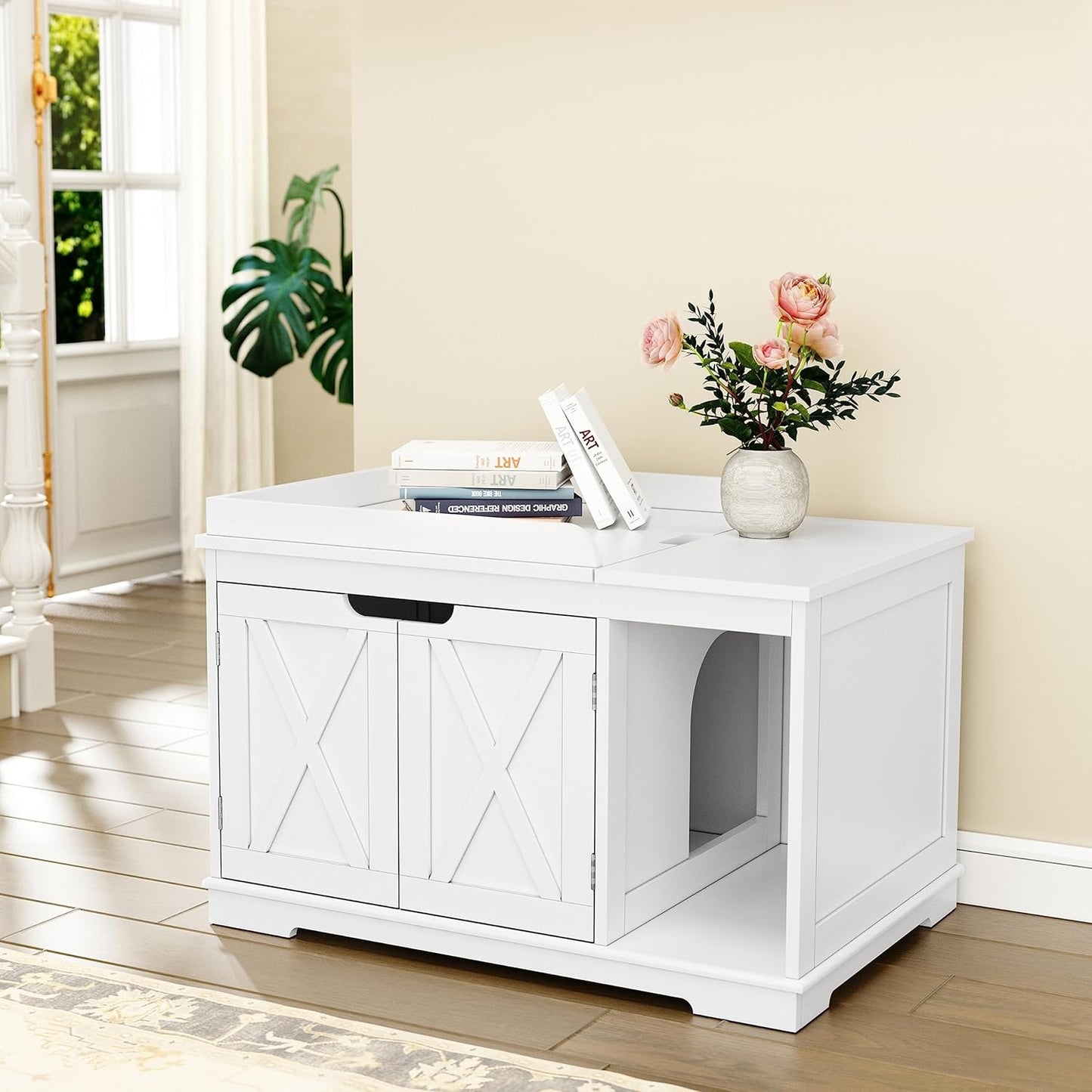 Flip Top Cat Litter Boxes Enclosure for Modern Homes