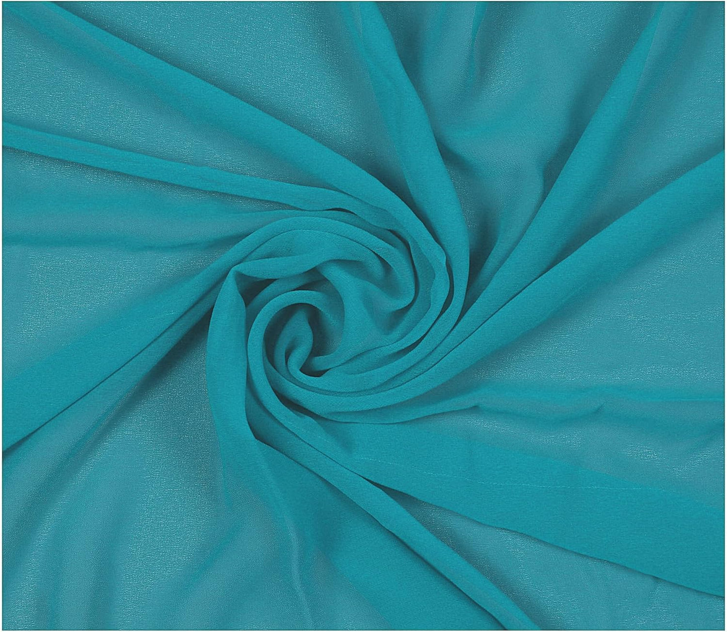 MDS Pack of 5 Yard Chiffon Fabric in Peacock Blue for Crafts