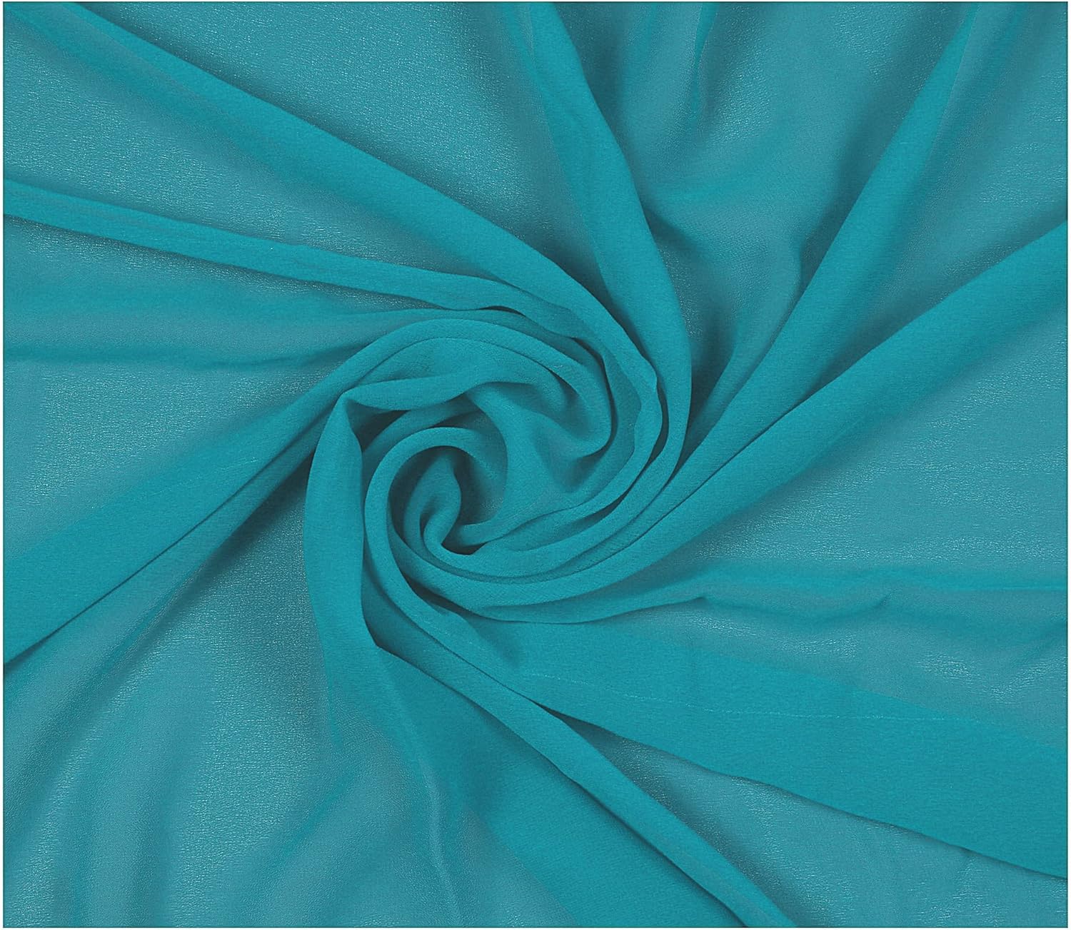 MDS Pack of 5 Yard Chiffon Fabric in Peacock Blue for Crafts