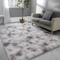 Hutha 8x10 Large Area Rug Grey White - Soft Fluffy Shag