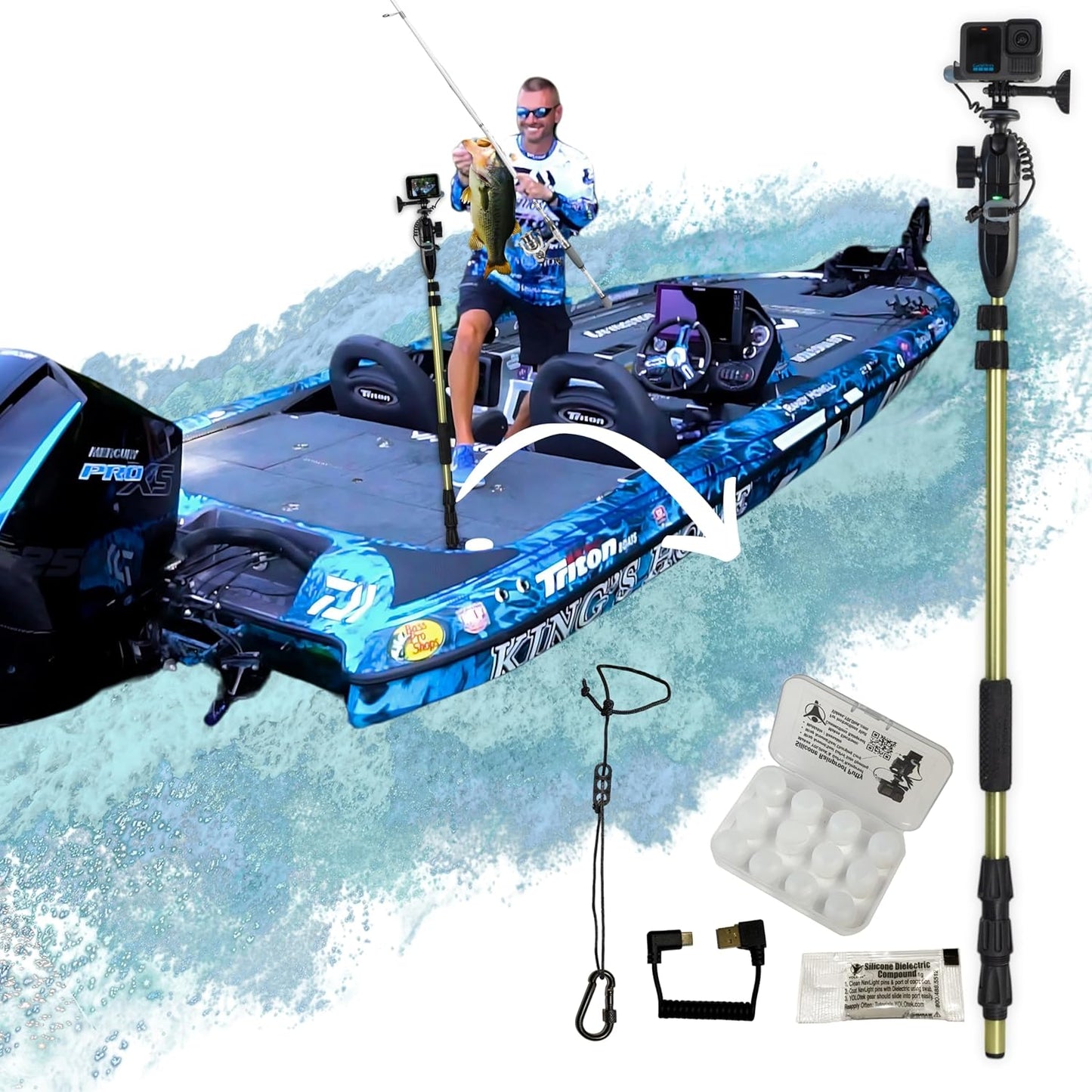 YOLOtek Powerstick Pole Mount for GoPro and Action Cameras