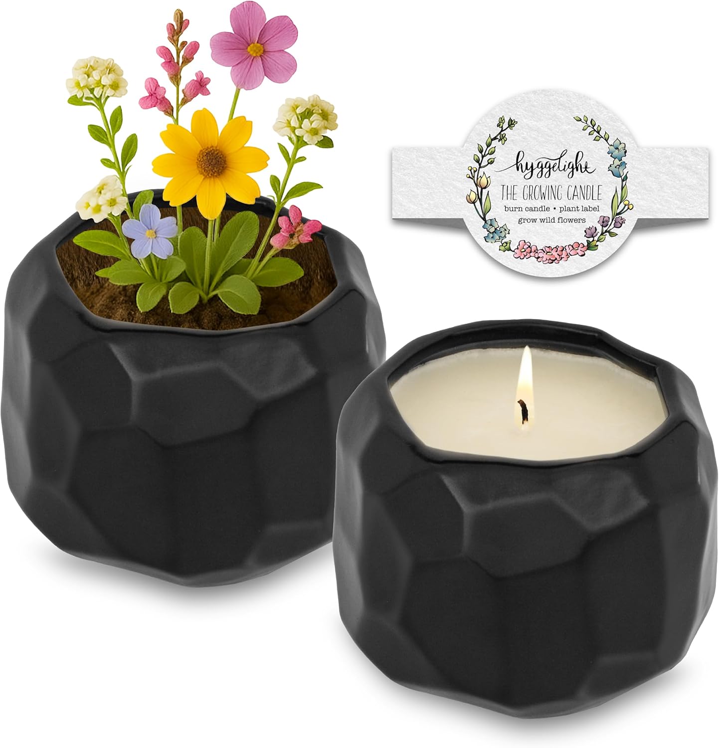 Lavender Scented Growing Candle in Ceramic Pot for Aromatherapy