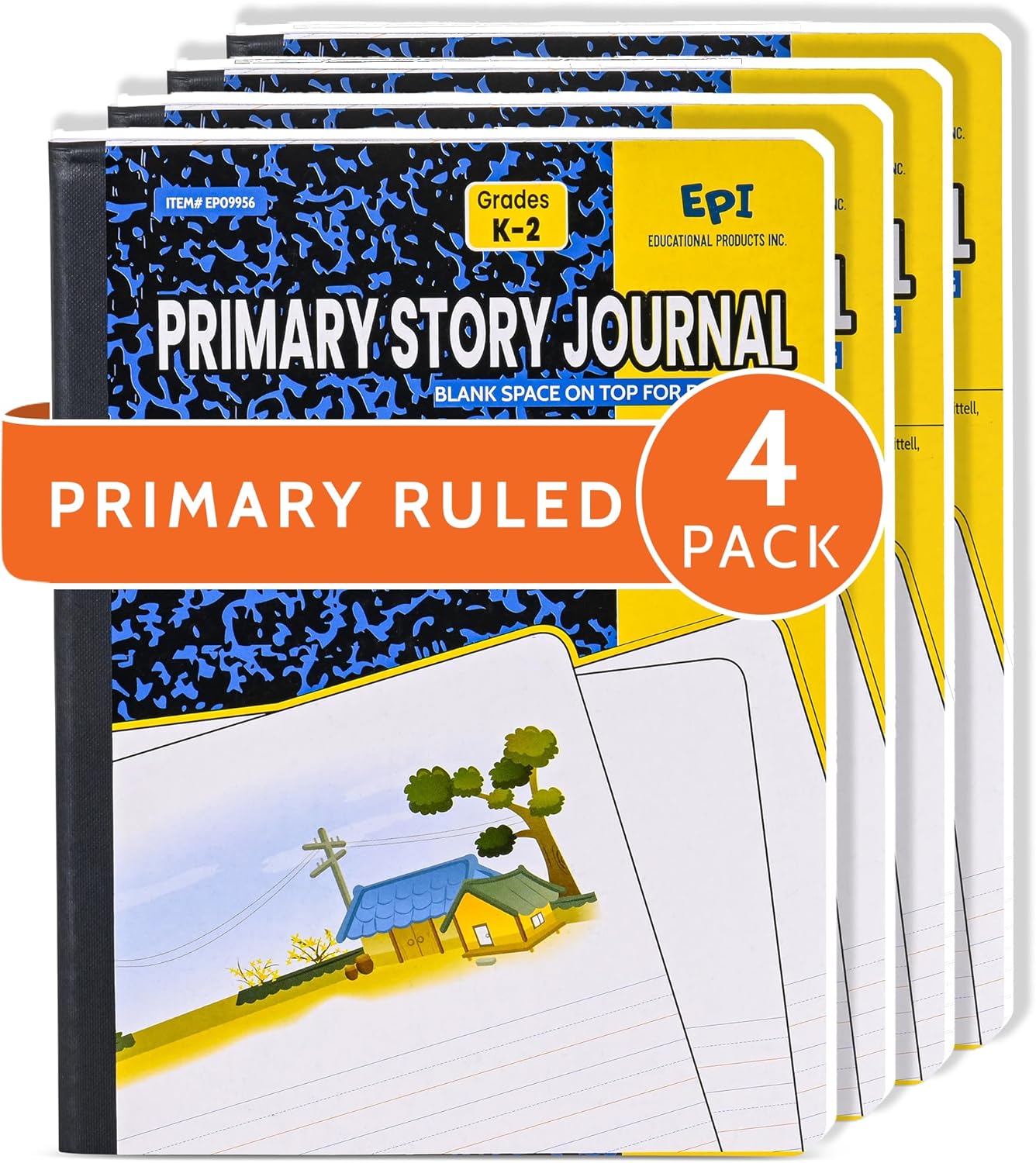 Premium Marble Composition Notebooks | 200 Pages, 9.75 x 7.5 in | Durable for School, Office - 4 Pack