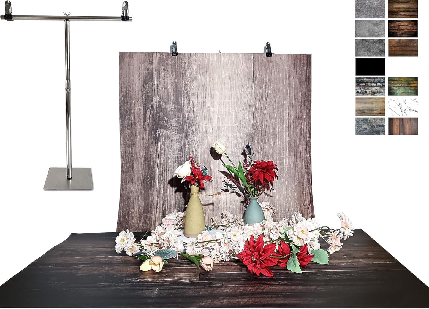 7PCS Food Photography Backdrop Paper with Stand for Products