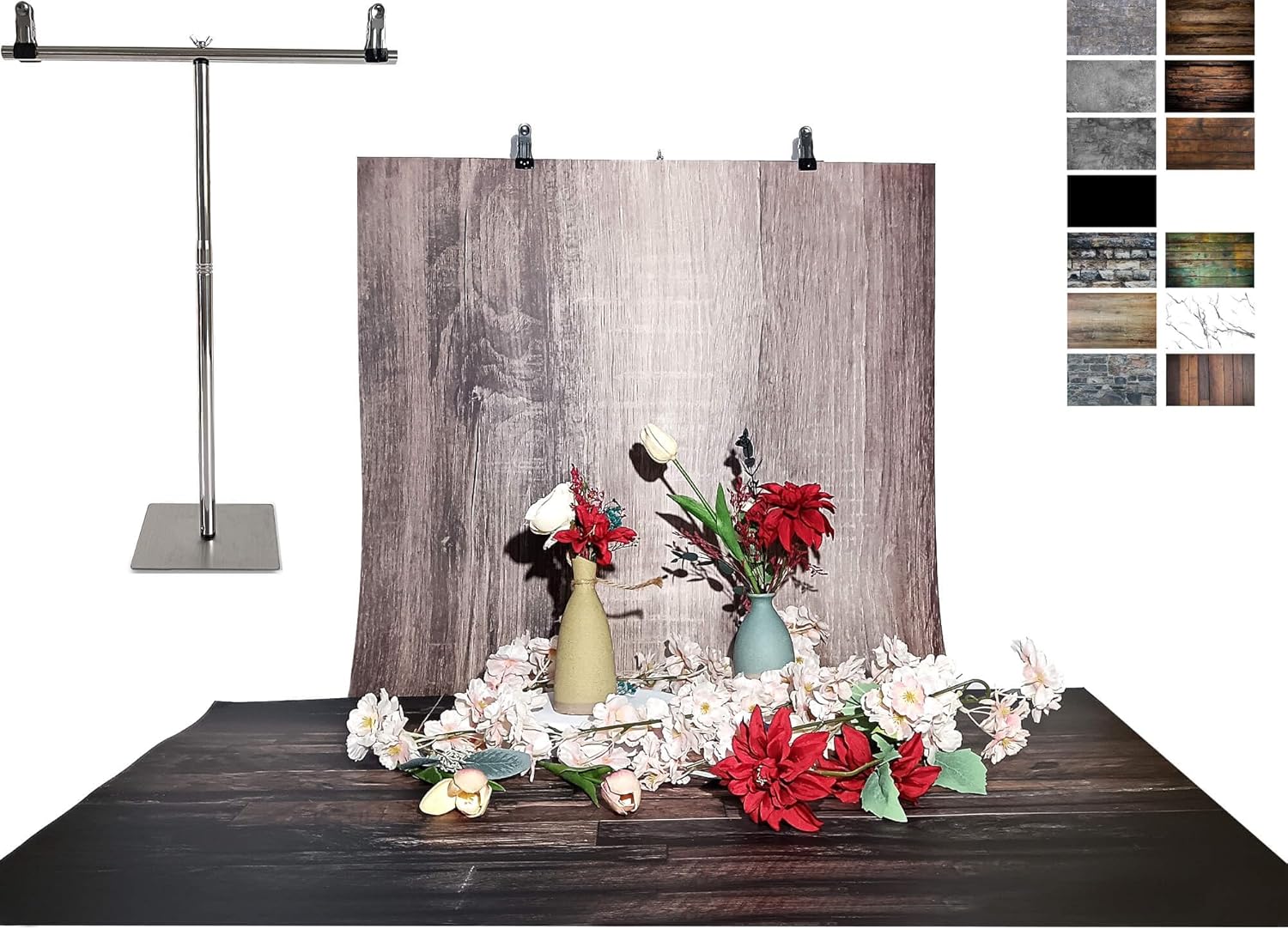 7PCS Food Photography Backdrop Paper with Stand for Products