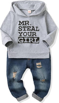Baby Boy Hoodie and Ripped Jeans Outfit - Soft Cotton Blend Fall Set