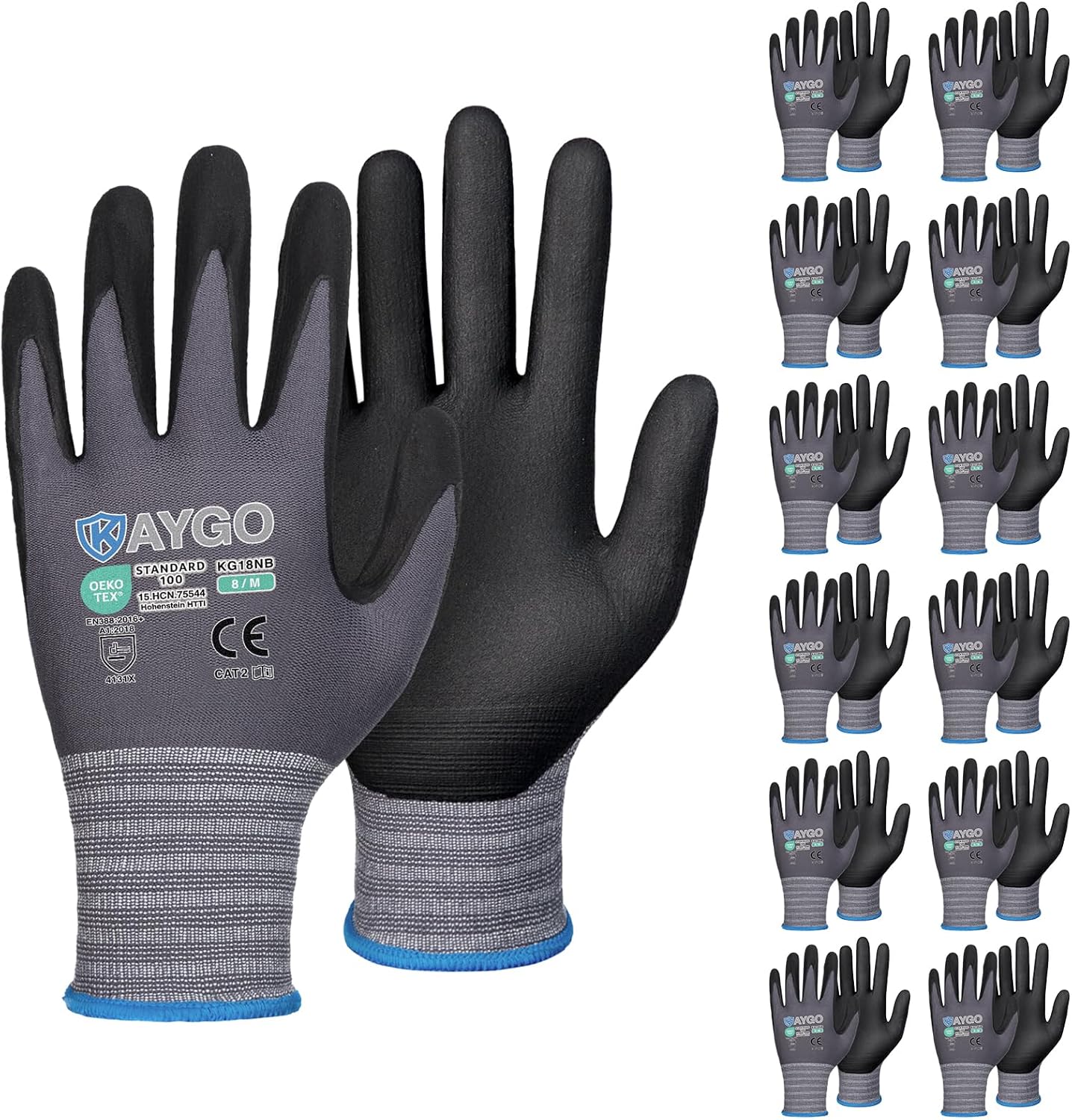 KAYGO Safety Work Gloves MicroFoam Nitrile Coated for Comfort