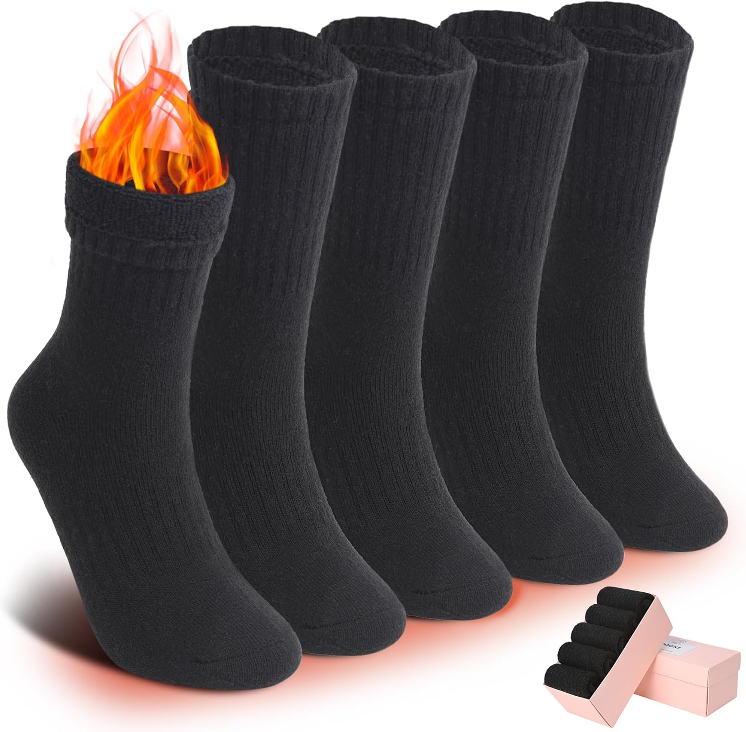 Wool Boots Socks for Women Warm Winter Thermal Hiking Crew