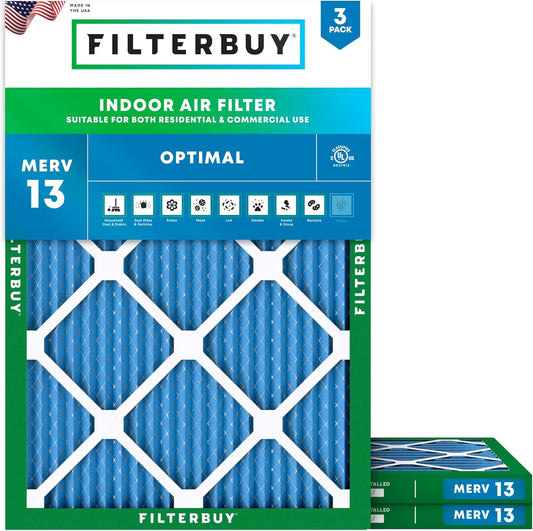 Filterbuy 24x25x1 Air Filter MERV 13 for Smoke & Allergy Defense