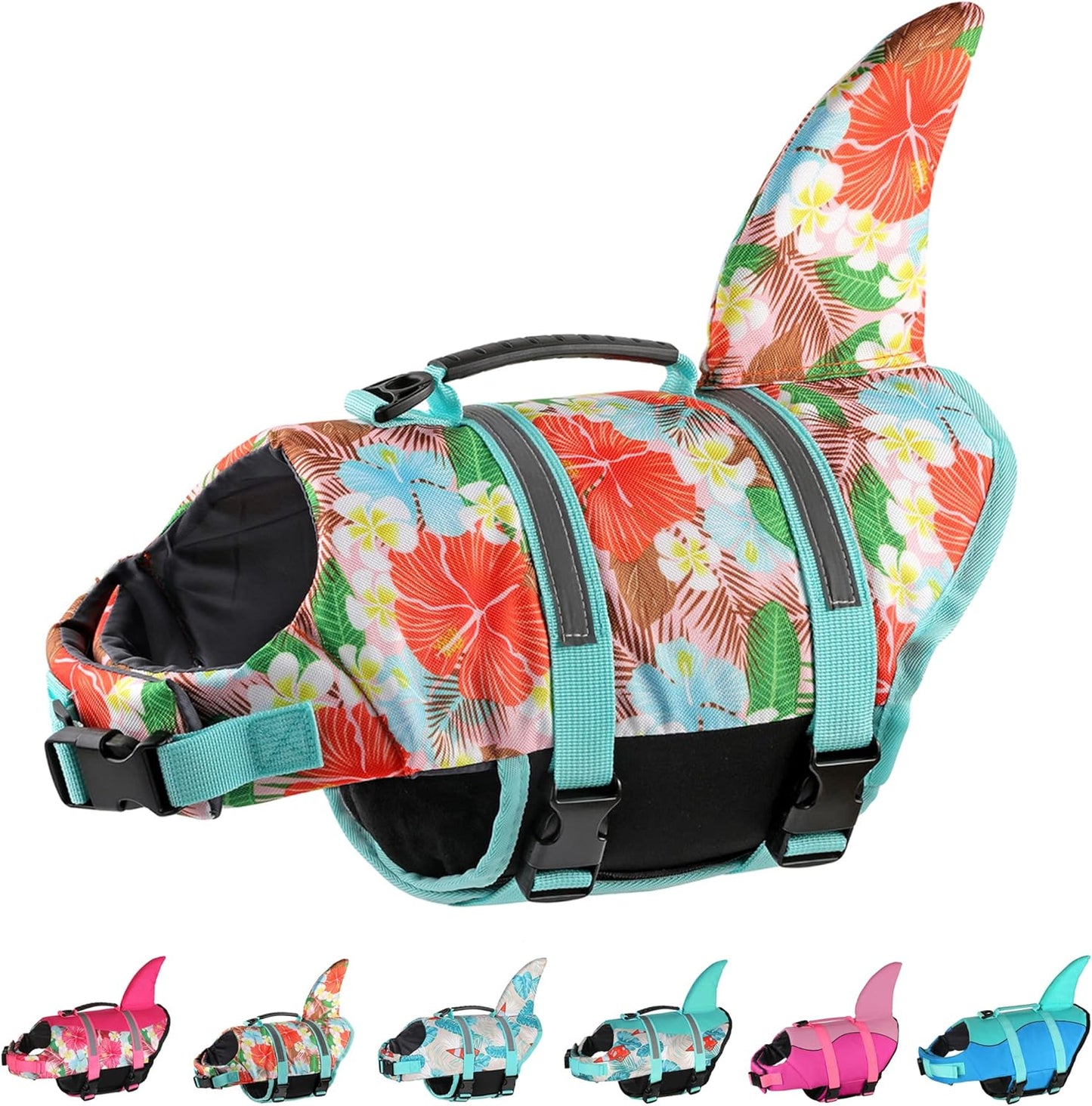 Dogcheer Dog Life Jacket for Swimming with Cute Shark Design