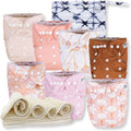 Cloth Diapers 7 Pack with Inserts & Wet Bag - Easy, Leak-Resistant