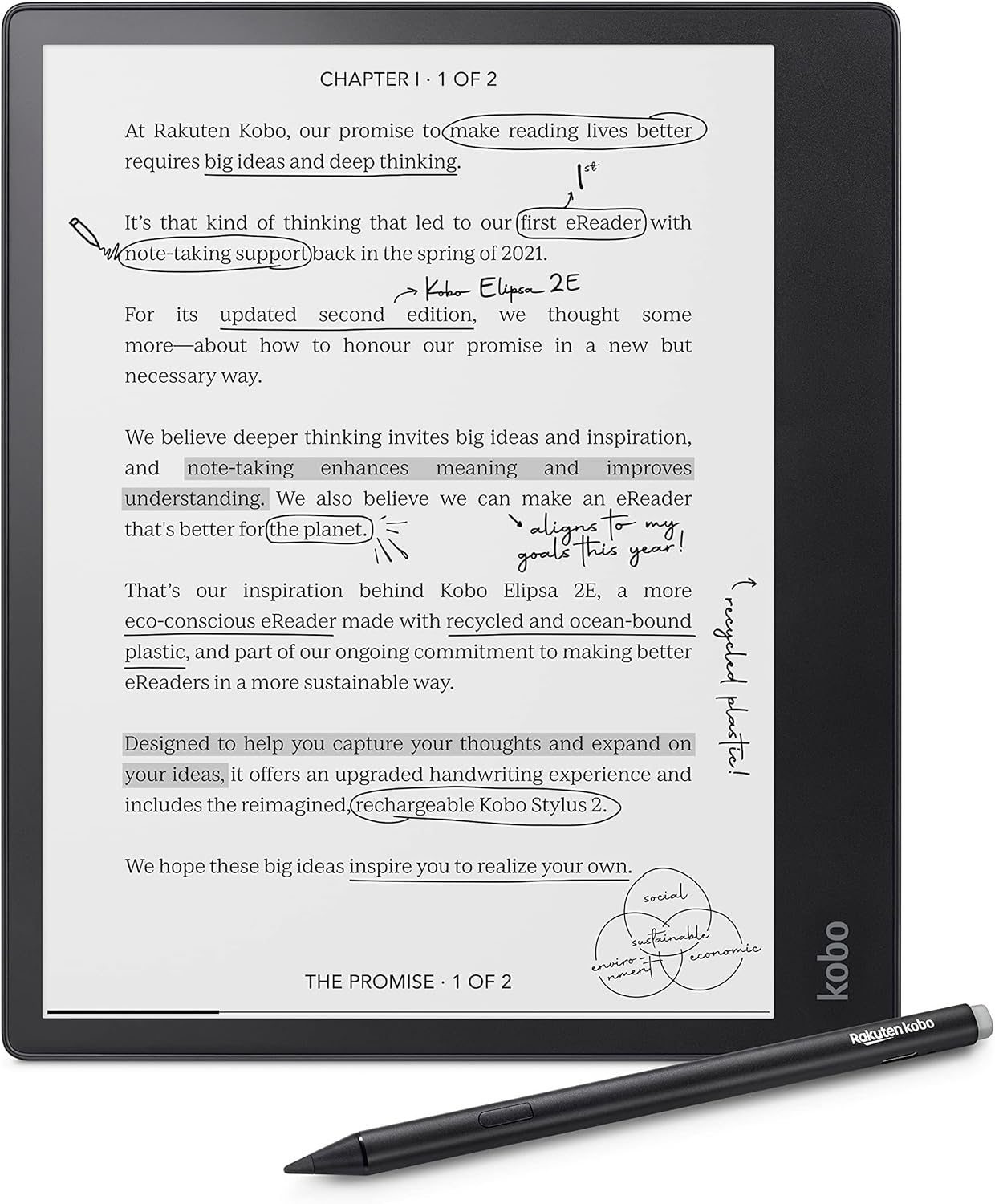 Kobo Elipsa 2E eReader with 10.3 Glare-Free Touchscreen