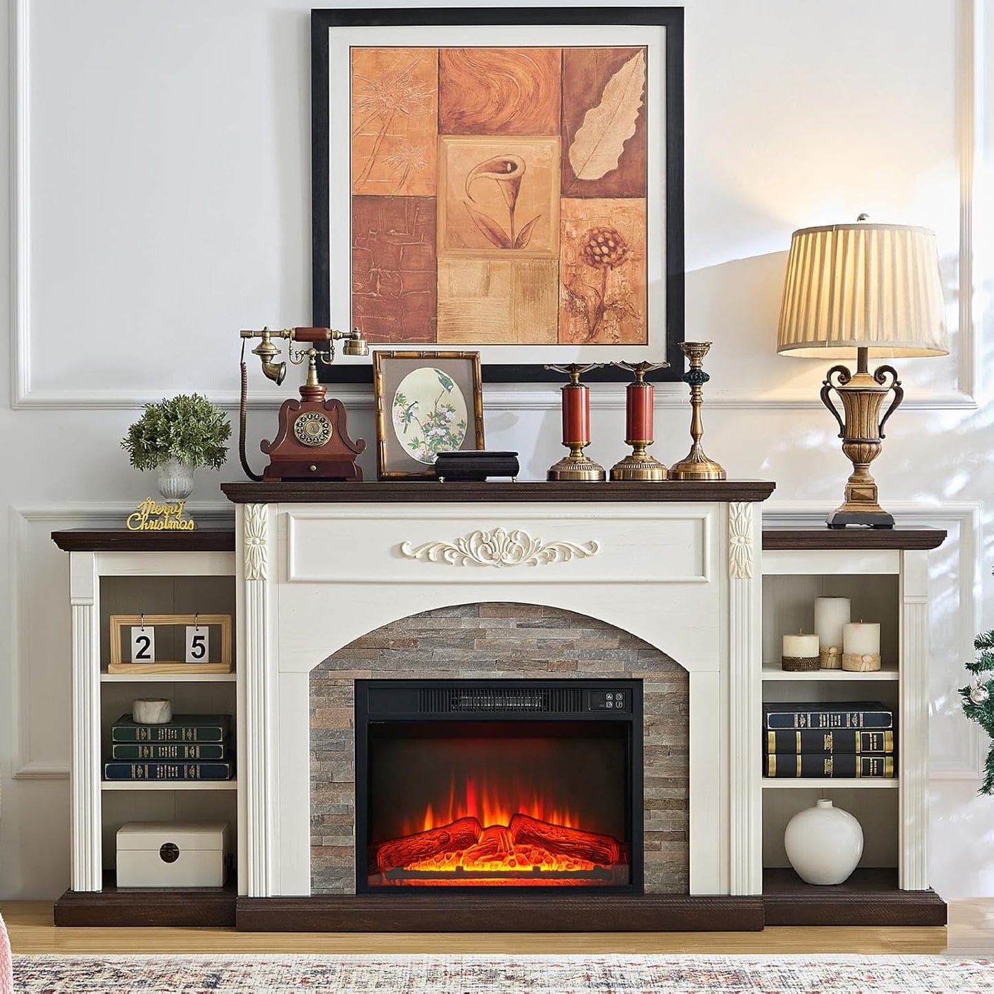 Farmhouse Electric Fireplace TV Stand - Cozy Heat & Stylish Storage!