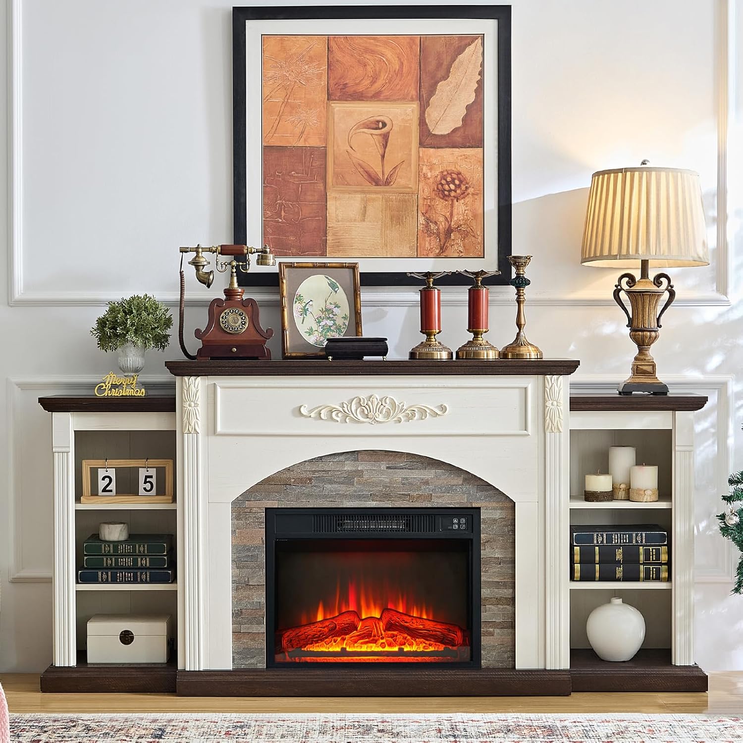 Farmhouse Electric Fireplace TV Stand - Cozy Heat & Stylish Storage!