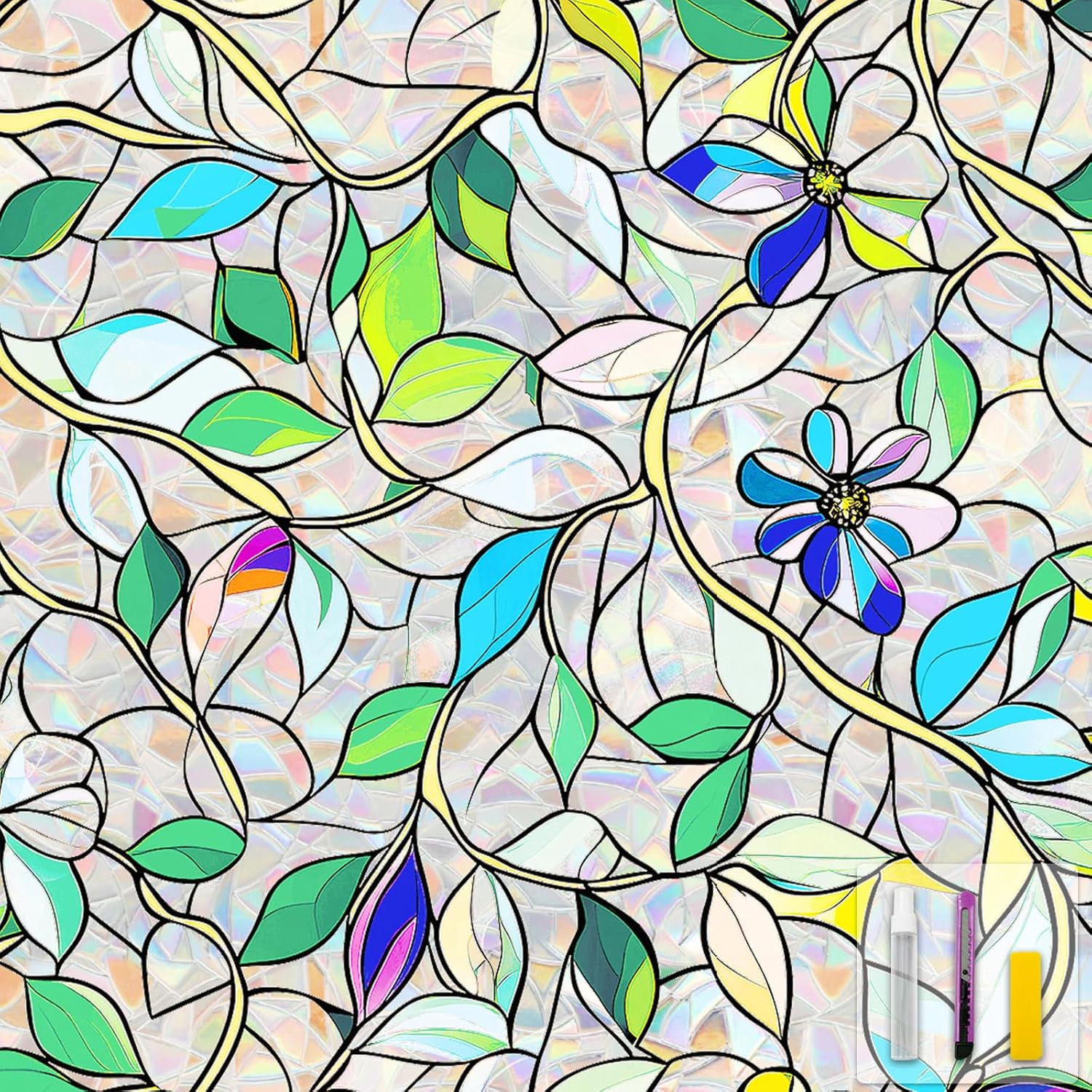 Window Privacy Film Stained Glass Decorative Static Cling Tint