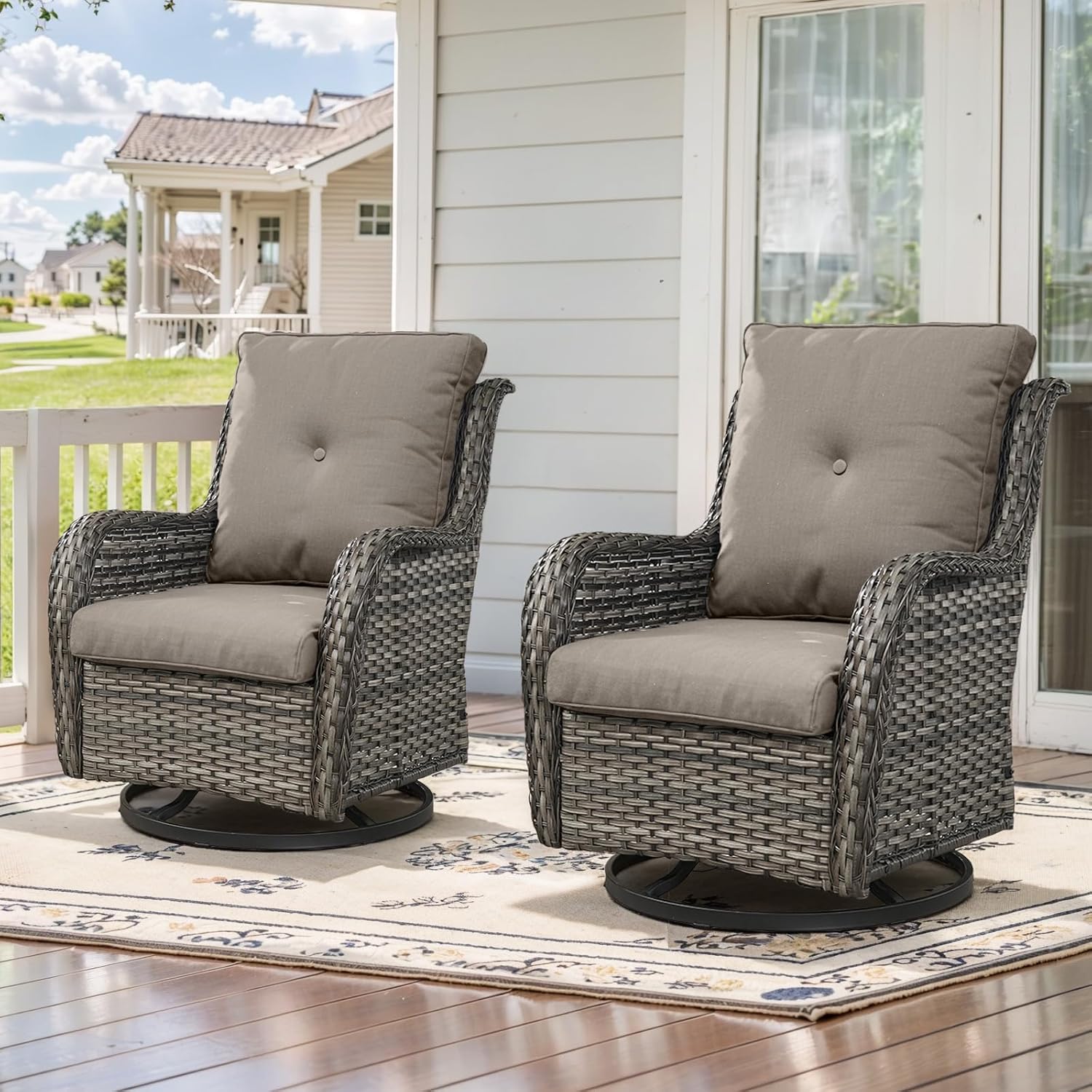 Outdoor Swivel Rocker Patio Chairs Set of 2 for Comfort