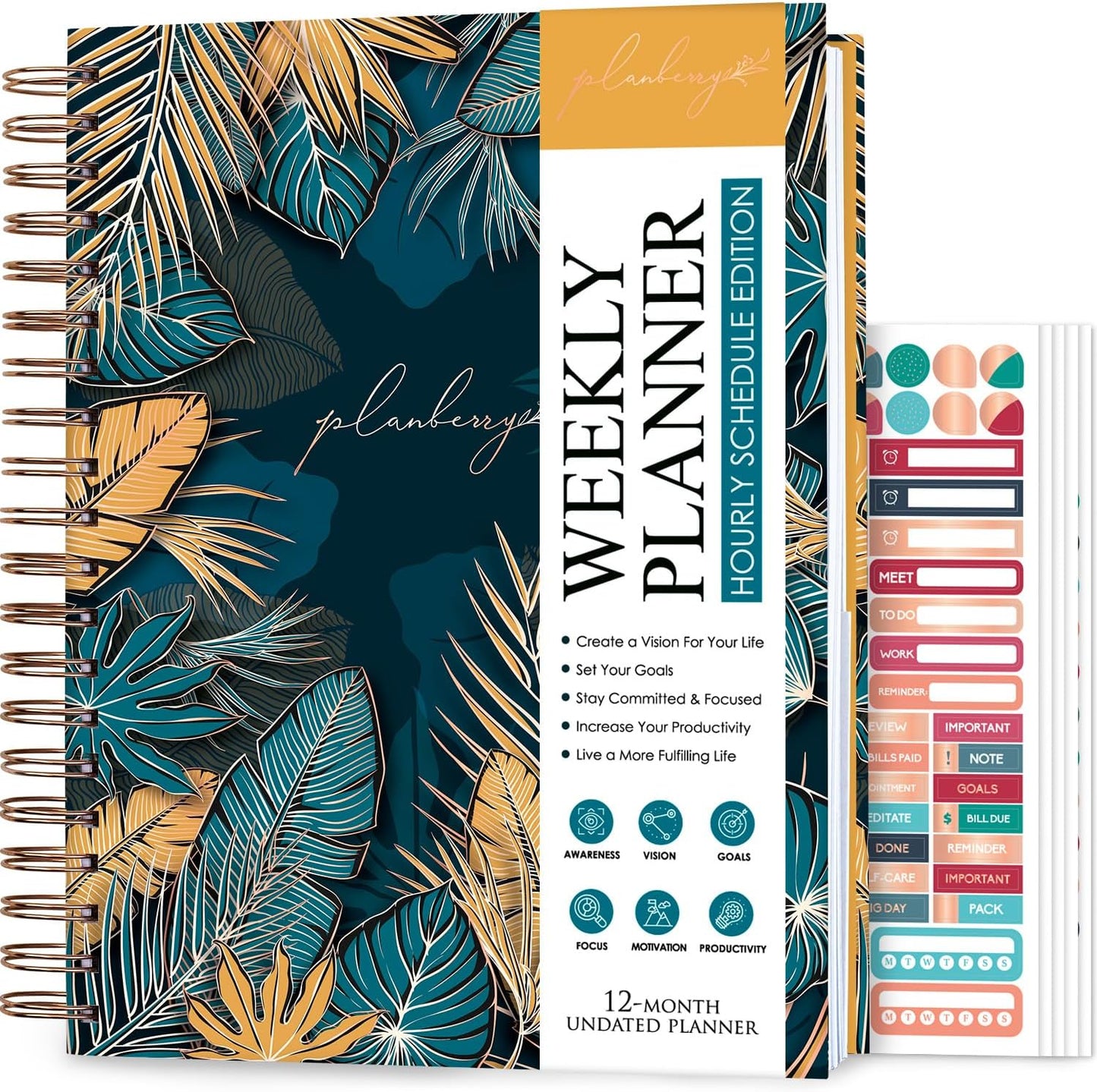 PLANBERRY Large Hourly Schedule Planner for Time Management