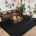 Amearea Large Modern Area Rug 8x10 ft Black - Thick Memory Foam